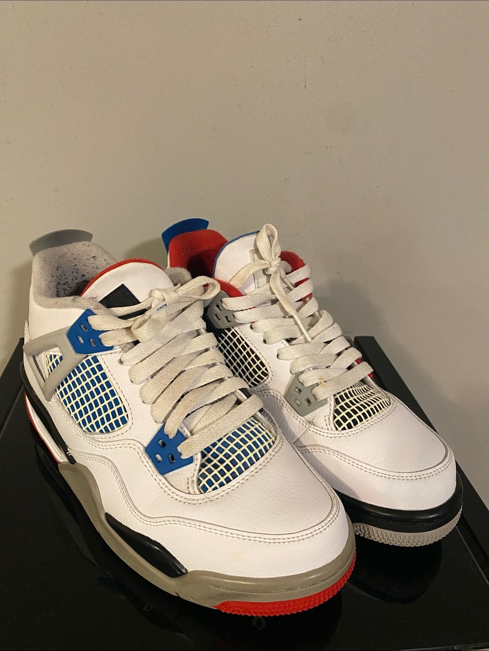 Jordan Retro 4 What The Grade School White Multicolor Retro Mesh Sneakers